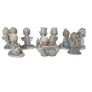 Precious Moments Figurines Lot 9 total Grandparents Reading Bible Angel Waterin